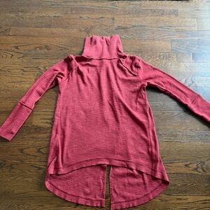Free People Vintage Rust Red Turtle Neck Sweater Split Back